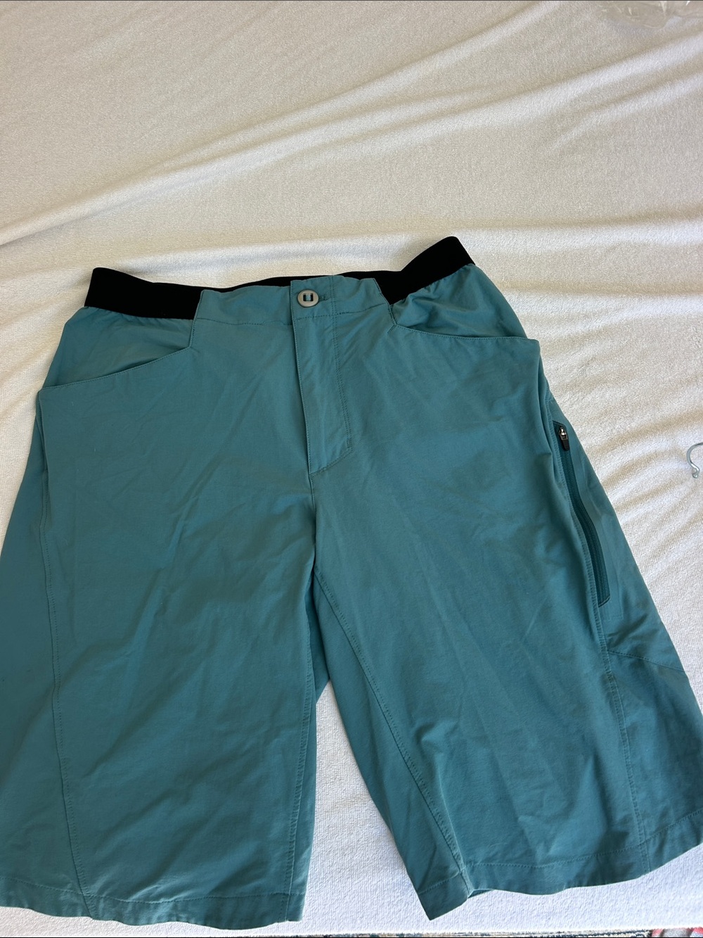 Patagonia Teal Cargo Shorts with Black Waistband